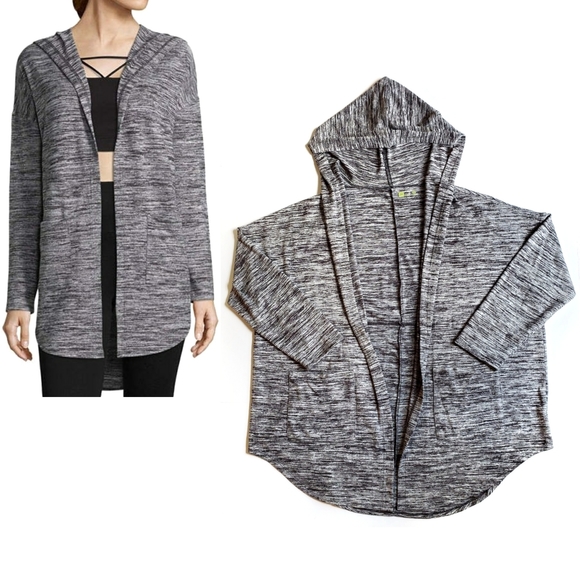 plus size black hooded cardigan